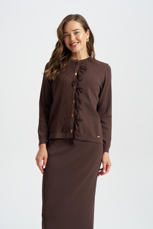 NİLİWİ TRİKO HIRKA ÖNÜ DANTELLİ HIRKA 3079