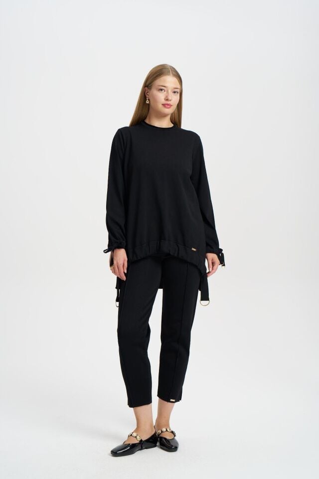 NİLİWİ TUNİK ÖN ETEĞİ VE KOLLARI BÜZGÜLÜ  3111