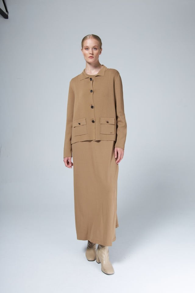 NİLİWİ ÇELİK ÖRGÜ POLO YAKA CEKET