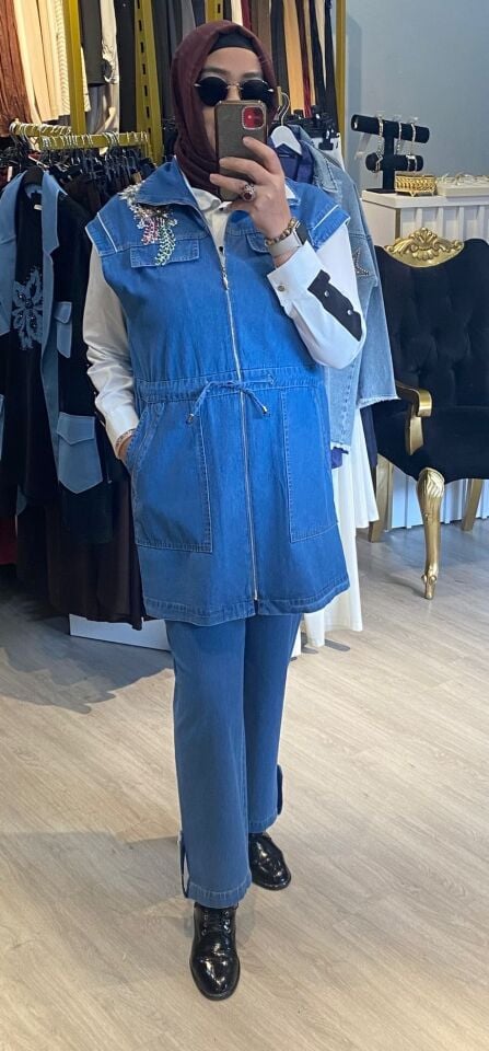 SOLİS KOT YELEKLİ İKİLİ TAKIM 9066