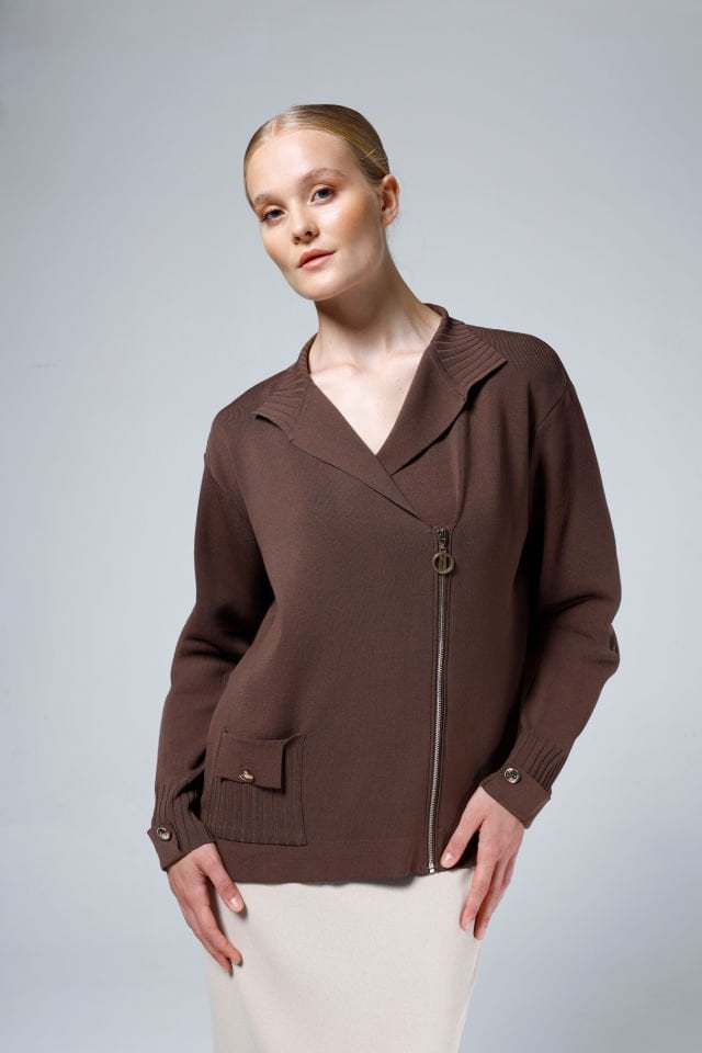 NİLİWİ FERMUARLI TEK CEP DETAYLI CEKET