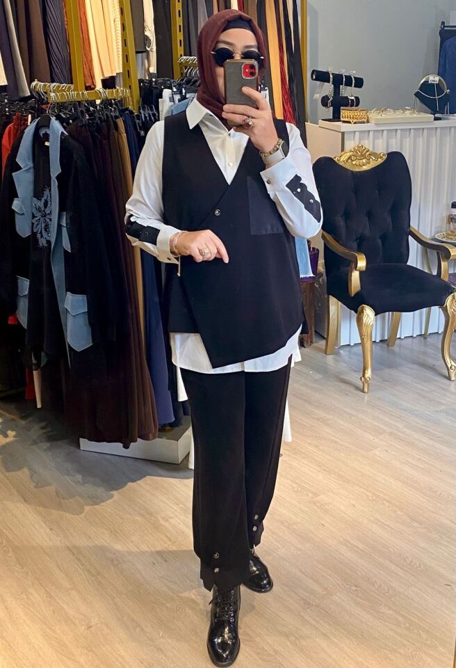 QMASH ÜÇLÜ YELEKLİ TAKIM 9253